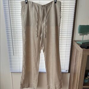 Liz Claiborne Tan Relaxed Trousers with Drawstring Waist